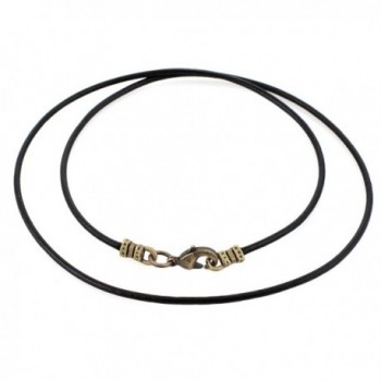 Antique Brass 1.8mm Fine Black Leather Cord Necklace - C412F8QMBQX