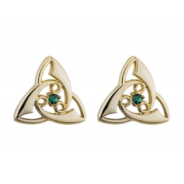 Trinity Knot Earrings Gold Plated & Crystal Irish Made - CO184AML4I9