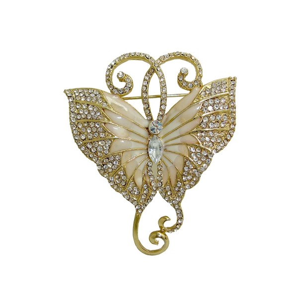 TTjewelry Pretty Butterfly Art Nouveau Brooch Pin Austria Crystal Gifts - White Gold-tone - C0129LJ4FM1