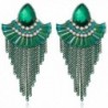 Women's Vintage Tassel Teardrop Crystal Resin Bead Chandelier Dangle Pierced Earrings for Women - Green - CG1820K79S4