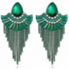 Women's Vintage Tassel Teardrop Crystal Resin Bead Chandelier Dangle Pierced Earrings for Women - Green - CG1820K79S4