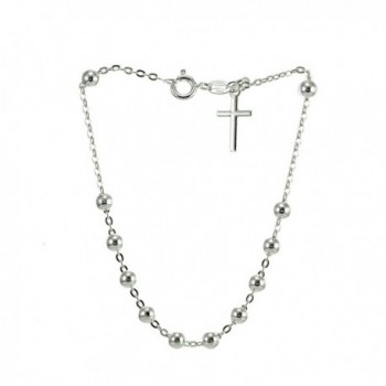 Sterling Silver Station Cross Bracelet in Women's Link Bracelets