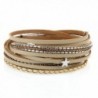Jenia Multi layer Leather Bracelet Magnetic - steel bangle-Khaki - CC18462YEKO