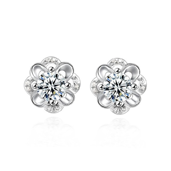 TOPSTARONLINE Preserved Fresh Flower Hollow Out Zircon Earrings - C811RW1AMEZ