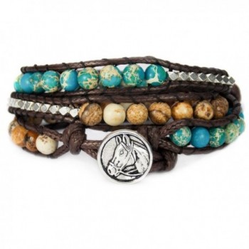 Horse Lovers Equestrian Bracelet Jasper Bead Wrap - CH12DQAEHDR