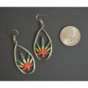 Marijuana Dangle Earrings Enamel Pewter