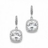 Mariell Cushion Cut Cubic Zirconia Wedding- Bridal CZ Earrings in Rhodium with Pave Frame & French Wire - C411ZP6UJED