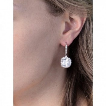 Mariell Cushion Zirconia Wedding Earrings in Women's Drop & Dangle Earrings