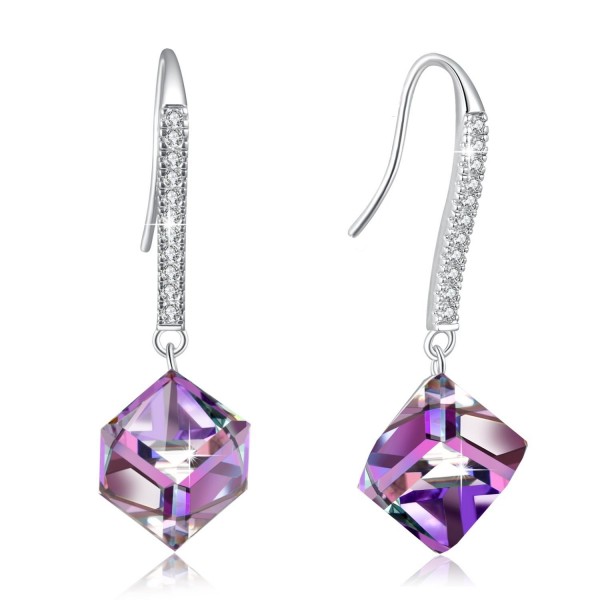 Swarovski Element Earrings Color Changing Cubics with Swarovski Crystals- Purple- Gifts for Women - CI1843UX3RS