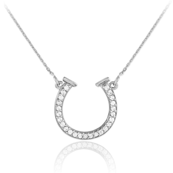 Sterling Silver CZ Good Luck Horseshoe Necklace - CZ11F5W30MZ