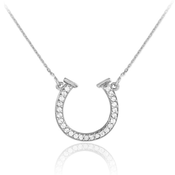 Sterling Silver CZ Good Luck Horseshoe Necklace - CZ11F5W30MZ