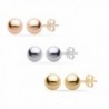PARIKHS White / Yellow / Rose Gold Ball Earrings High Polished 3MM - 8MM with 14k Gold Pushbacks - CJ12CZQB2UZ