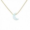 White Moon Opal Gold Plated 925 Sterling Silver Necklace - Crescent Moon Pendant Necklace - CJ183L42XWI