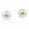 Mini Daisy Two-Tone Gold Plated Over .925 Sterling Silver Post Earrings - CB12HGFXI9N
