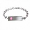 Divoti Custom Engraved Classic Medical Alert Bracelet -Textured Rolo Stainless -Pink - C5183GX68H6