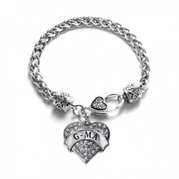 G-ma 1 Carat Classic Silver Plated Heart Clear Crystal Charm Bracelet Jewelry - CE11VDKWQQ9