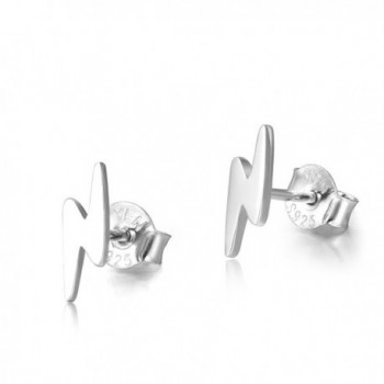 18K Gold Plated Sterling Silver Snowflake- Heart- Lightning Bolt and Infinity Stud Earrings - Bolt-silver - CF182WU9EK9
