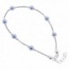 Gem Avenue Sterling Silver Swarovski Elements Round Blue Faux Pearl Ankle Bracelet 9 to 10 inch Adjustable - CW111CR80RH
