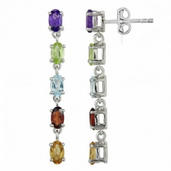 Fine Rainbow Gemstone Earrings in Sterling Silver - C312FLEYUM5