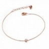 Women Simple Alloy Zircon Solitaire Anklet Rose Gold Plated - CA12K0WMXYF