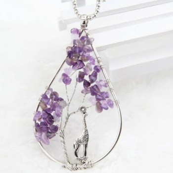 Handmade Wrapped Teardrop Necklace Amethyst