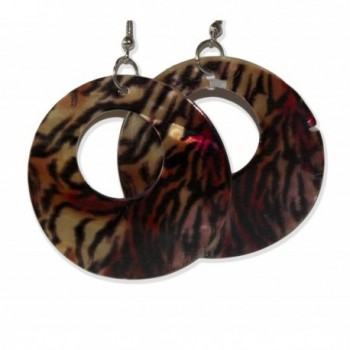 Circular Seashell Animal Print Mix Pattern Earrings - Animal 3 - C017Z2RUUZG
