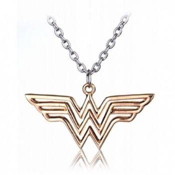 Superhero Justice League Wonder Woman Necklace Gold Pendant Necklace - Rose Gold - C5188IXTWMG