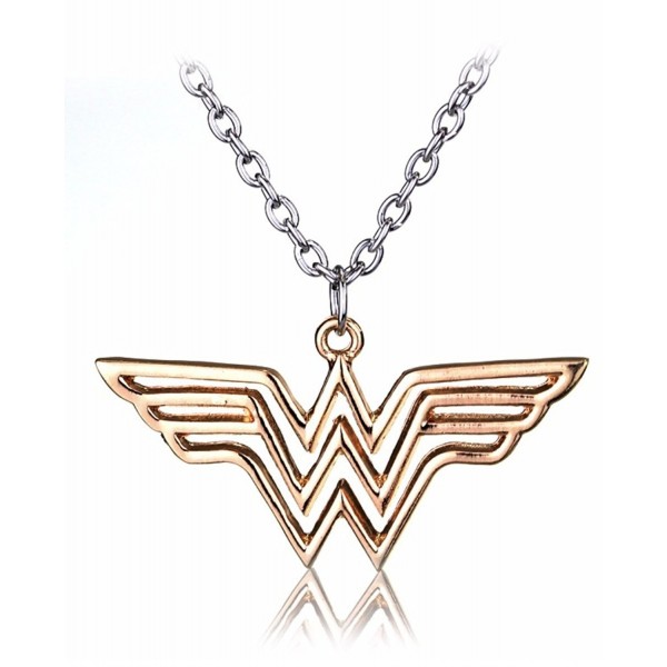 Superhero Justice League Wonder Woman Necklace Gold Pendant Necklace - Rose Gold - C5188IXTWMG