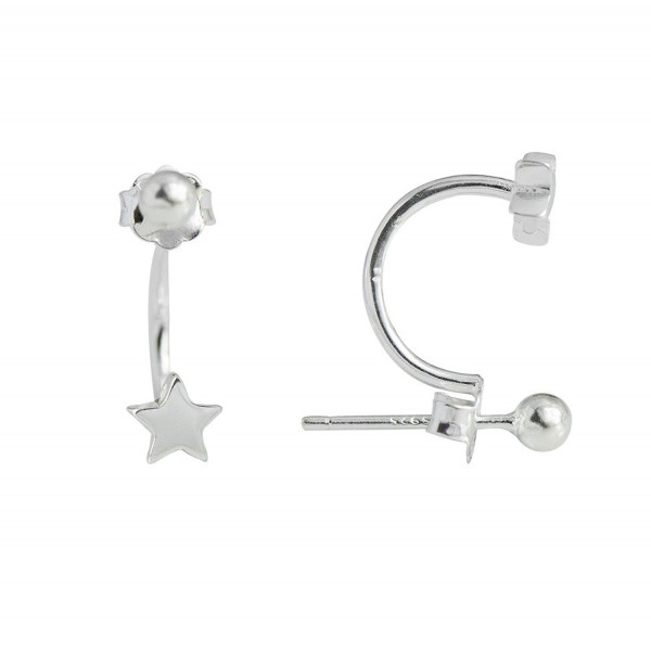 Wicary S925 Sterling Silver Star 2in1 Ear Jacket Barbell Stud Earring for Women Girls - CT12E91TPYT