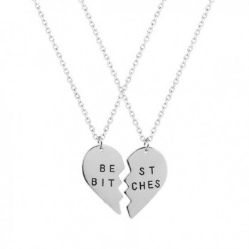 Lux Accessories Best Friends BFF Forever Best Bitches Valentine Detached Heart Pendant Charm Necklaces. (2 PC) - CY11M4LP2DP