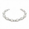 Kemstone Silver Cubic Zirconia Cream Simulated Pearls Tennis Bracelets for Women-6.7" - CQ12INK1PNV
