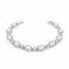 Kemstone Silver Cubic Zirconia Cream Simulated Pearls Tennis Bracelets for Women-6.7" - CQ12INK1PNV