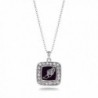 Track Runner Running Track & Field Charm Classic Silver Plated Square Crystal Necklace - C911MCHXQI9