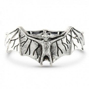 Antiqued Finish Bat Wing Vampire Gothic Halloween Stretch Section Bracelet - C211PP7YJCZ