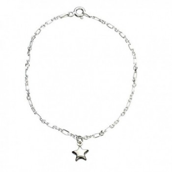 Sterling Silver Star Charm Anklet Italy - C412KNDU4SX