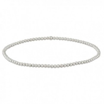 Silverly Women's .925 Sterling Silver Polished Tiny 2 mm Bead Ball Elastic Stretch Bracelet - C8128S8LUXN