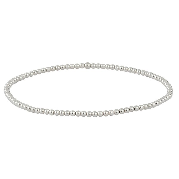 Silverly Women's .925 Sterling Silver Polished Tiny 2 mm Bead Ball Elastic Stretch Bracelet - C8128S8LUXN