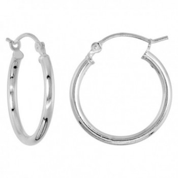 Sterling Silver Tube Hoop Earrings with Post-Snap Closure 2mm thick 3/4 inch round - CQ111G1YSCZ