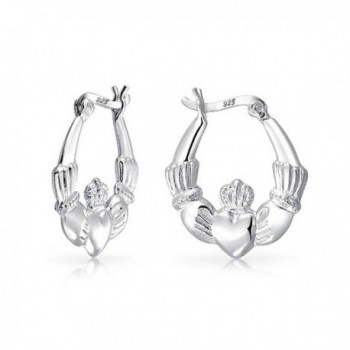.925 Silver Polished Claddagh Heart Hoop Earring - CL11D0MFL97