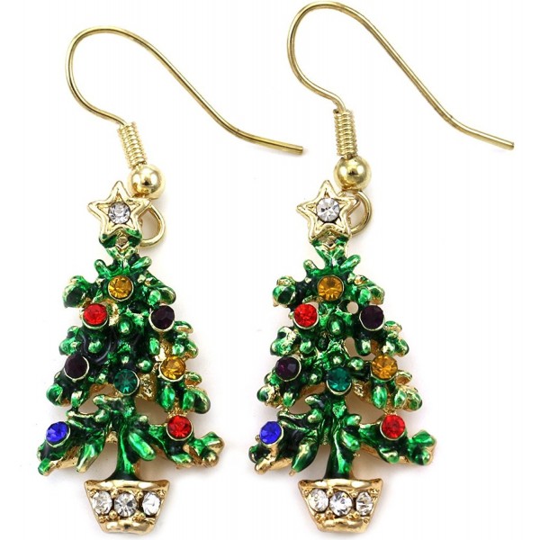 Happy Colorful Christmas Tree Earrings Hoop Dangle Drop Style - C6110PVPGUP