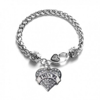 Twin 2 1 Carat Classic Silver Plated Heart Clear Crystal Charm Bracelet Jewelry - CP11VDKOPJP