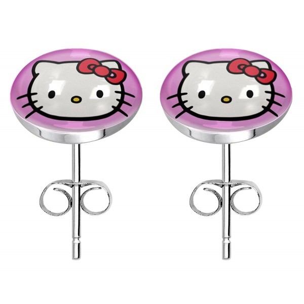 Stainless steel fashion stud earrings - HelloKitty pink - C417YHWA48R