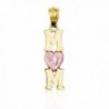 Gold Two Tone "Mom" with Pink Heart Charm- 10k Solid Gold - C012D790MZF