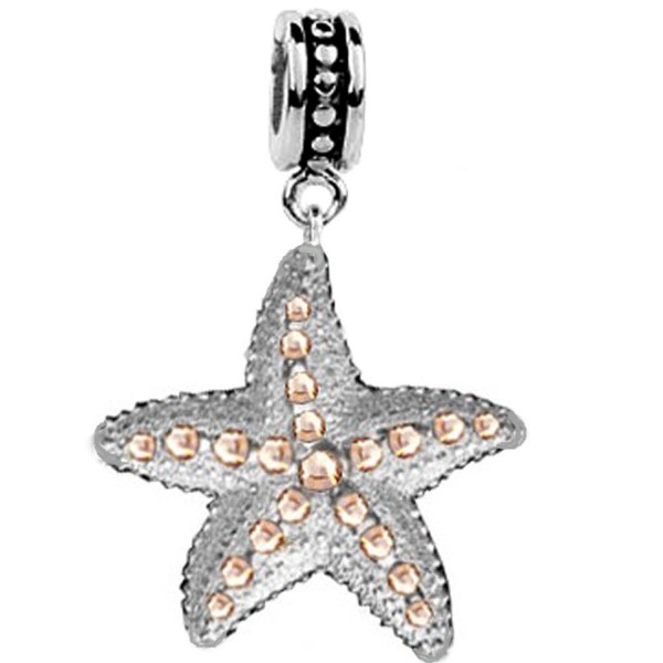 Jovana Sterling Silver Starfish Dangle Bead Charm Light Peach Swarovski Crystals- Fits pandora Bracelet - CT116ENWNIV