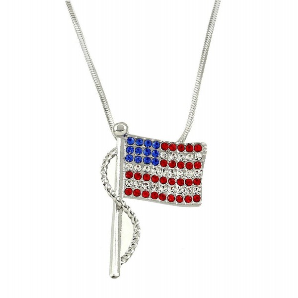 Lola Bella Gifts Crystal USA American Flag Pendant Necklace with Gift Box - CU12MXE037Z