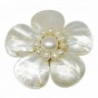 Bijoux De Ja Mother of Pearl and White Pollen Shell Pearl Flower Brooch Pin - C111EMXS2GH