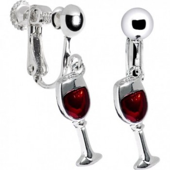 Body Candy Stainless Steel Red Wine Glass Clip Earrings - C8114FMCN79