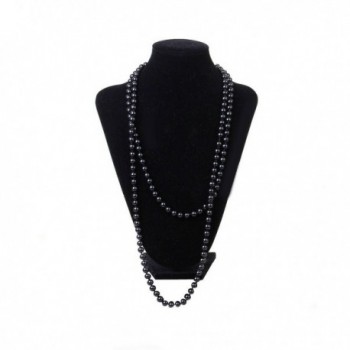 Fashion Faux Pearl Long Sweater Chain Necklace--black AD