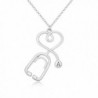 MANZHEN Rhodium Plated Medicine Stethoscope Heart Necklace Initial Necklace for Doctor Nurse - CM182XZ0GOL