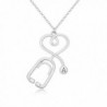 MANZHEN Rhodium Plated Medicine Stethoscope Heart Necklace Initial Necklace for Doctor Nurse - CM182XZ0GOL
